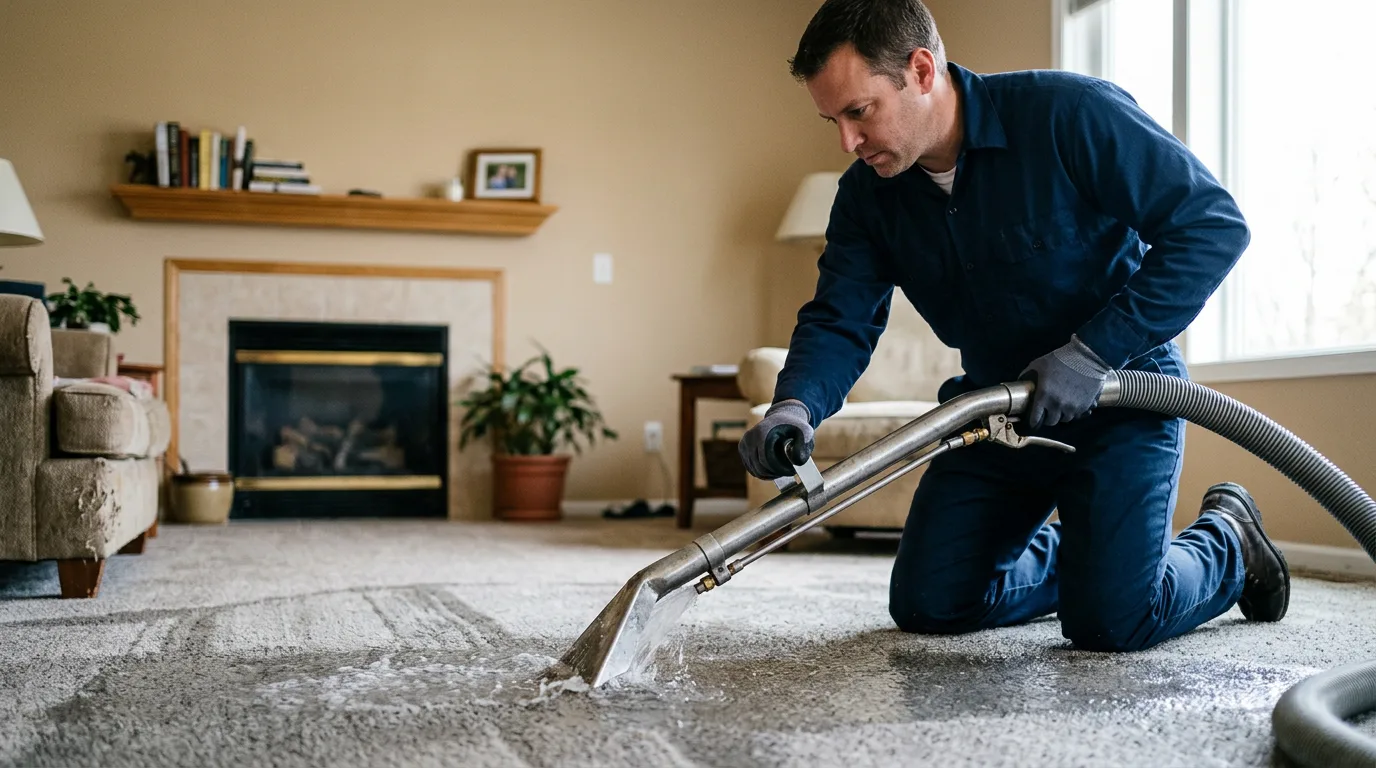 Water damage restoration technician working near Slate Hill, NY